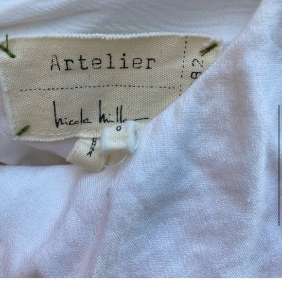 Nicole Miller Atelier White Linen sheath dress flattering ruching size 8